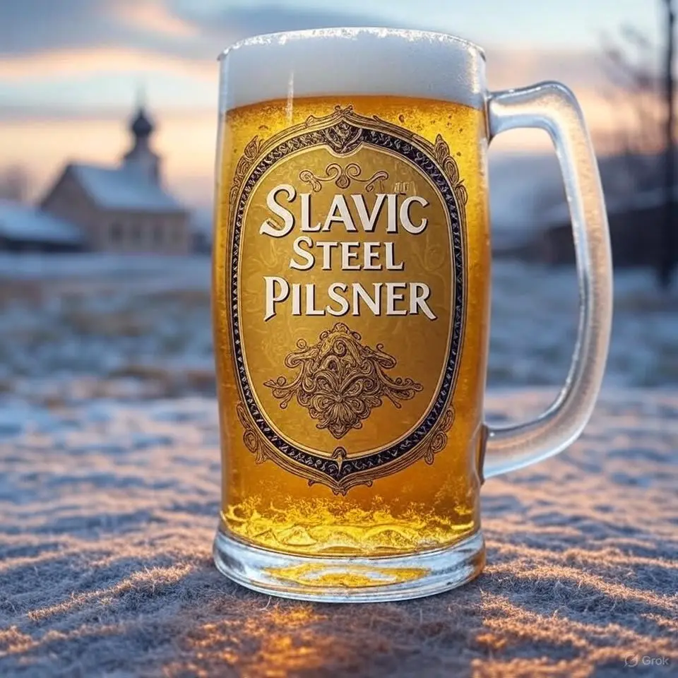 A frosty mug of Slavic-style pilsner